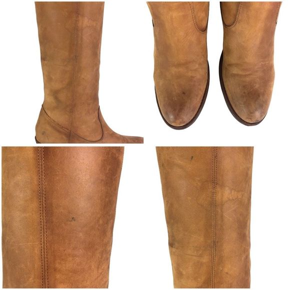 Frye Jackie Button Tall Riding Boots Knee High Cognac Brown Leather Heeled Sz 10 - Picture 8 of 12